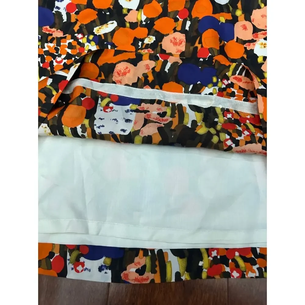J. Crew Factory Retro Multicolor Abstract Floral 100% Silk Dress, Size 4