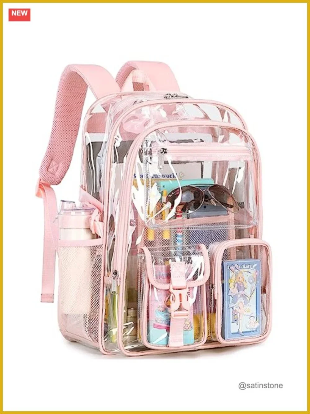 Large Clear PVC Backpack for School Travel Heavy Duty Transparent Daypack