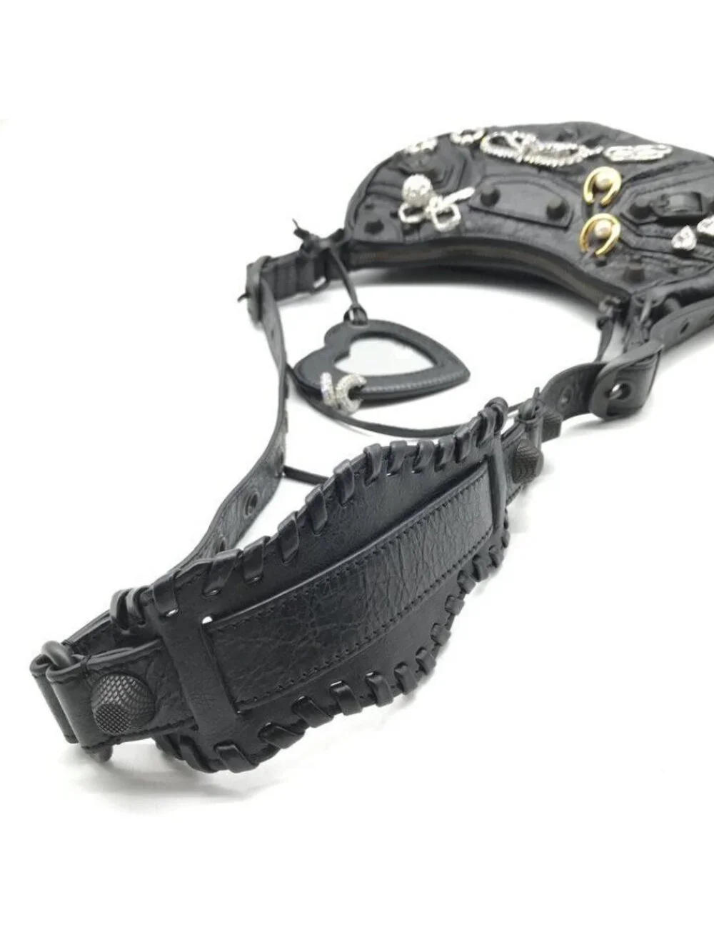 Balenciaga le Cagole XS le Studs Shoulder Bag Leather Black Ribbon