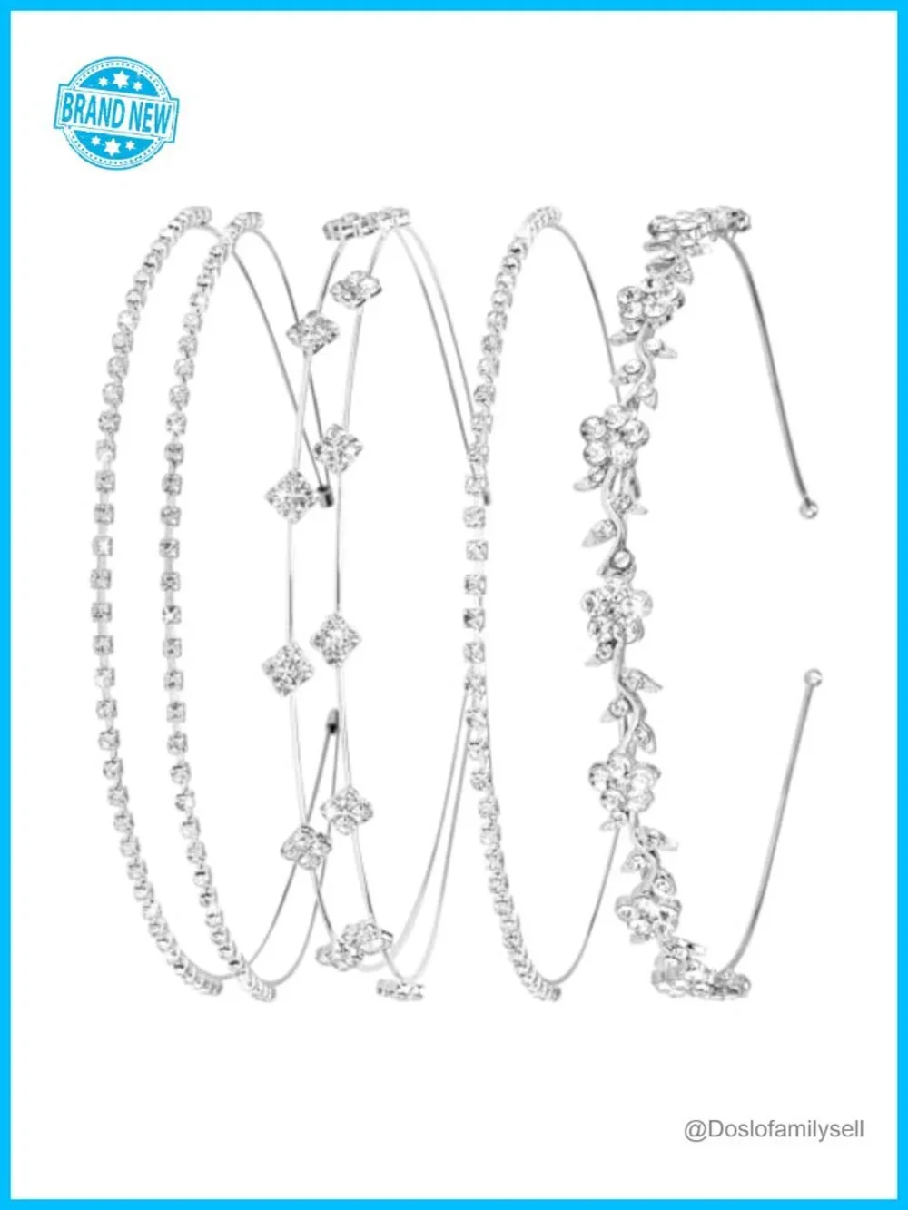 4 Pcs Rhinestone Headband Set - Bridal Crystal Tiara Crown Hair Accessories for
