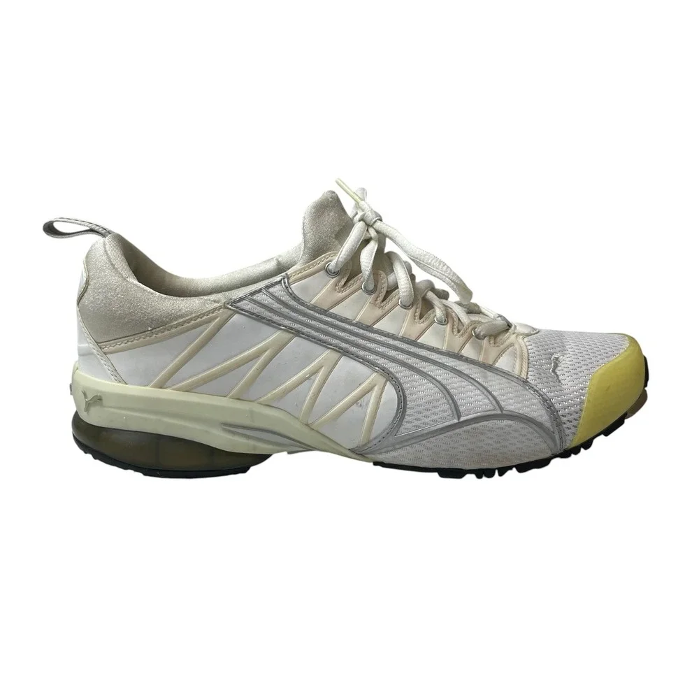 vintage Y2K Puma Cell White Silver Yellow Sneakers Low Top Shoes Mens