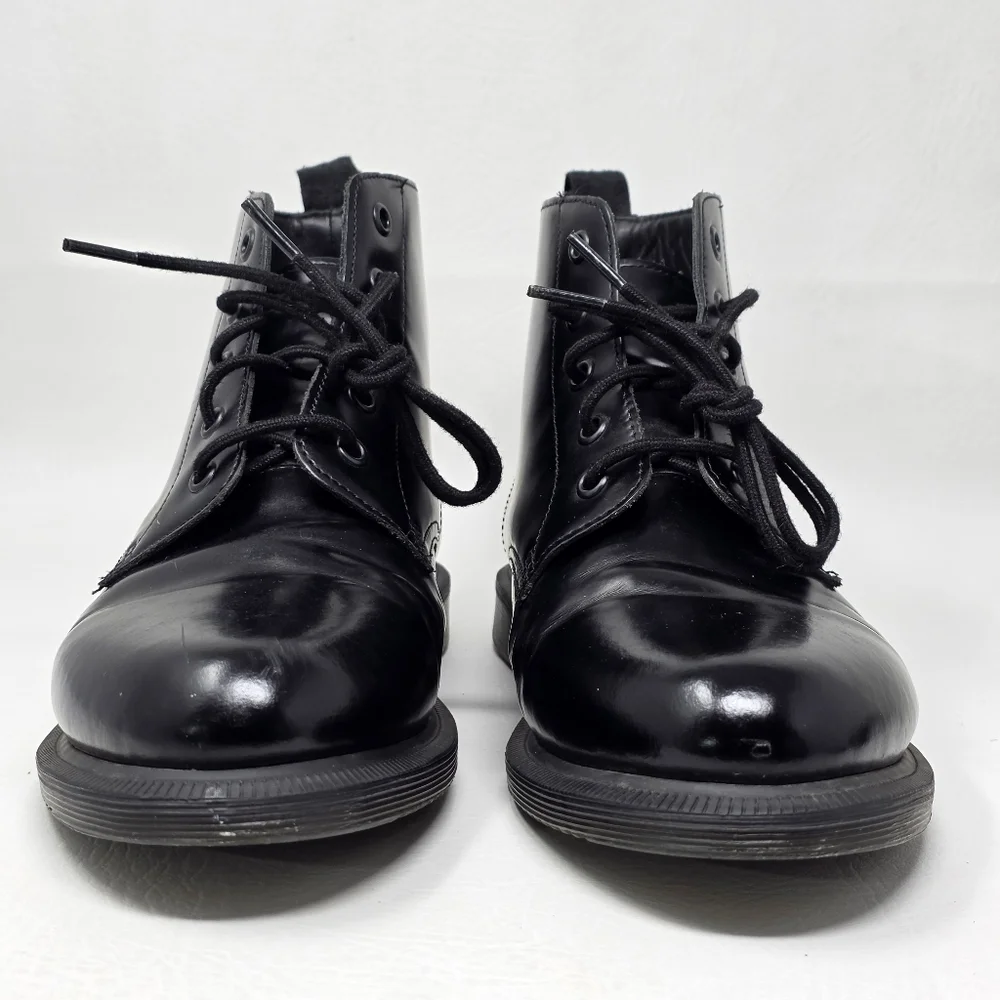 Dr Martens Emmeline Women's Black Leather 5 Eye Ankle Boots Size 10 Pre-owned