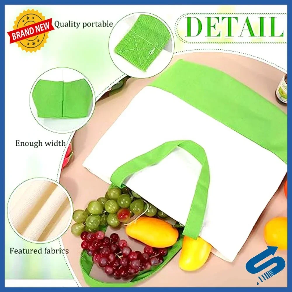 Large Canvas Tote Bags Bulk Set Reusable Blank DIY Craft Shopping Bags