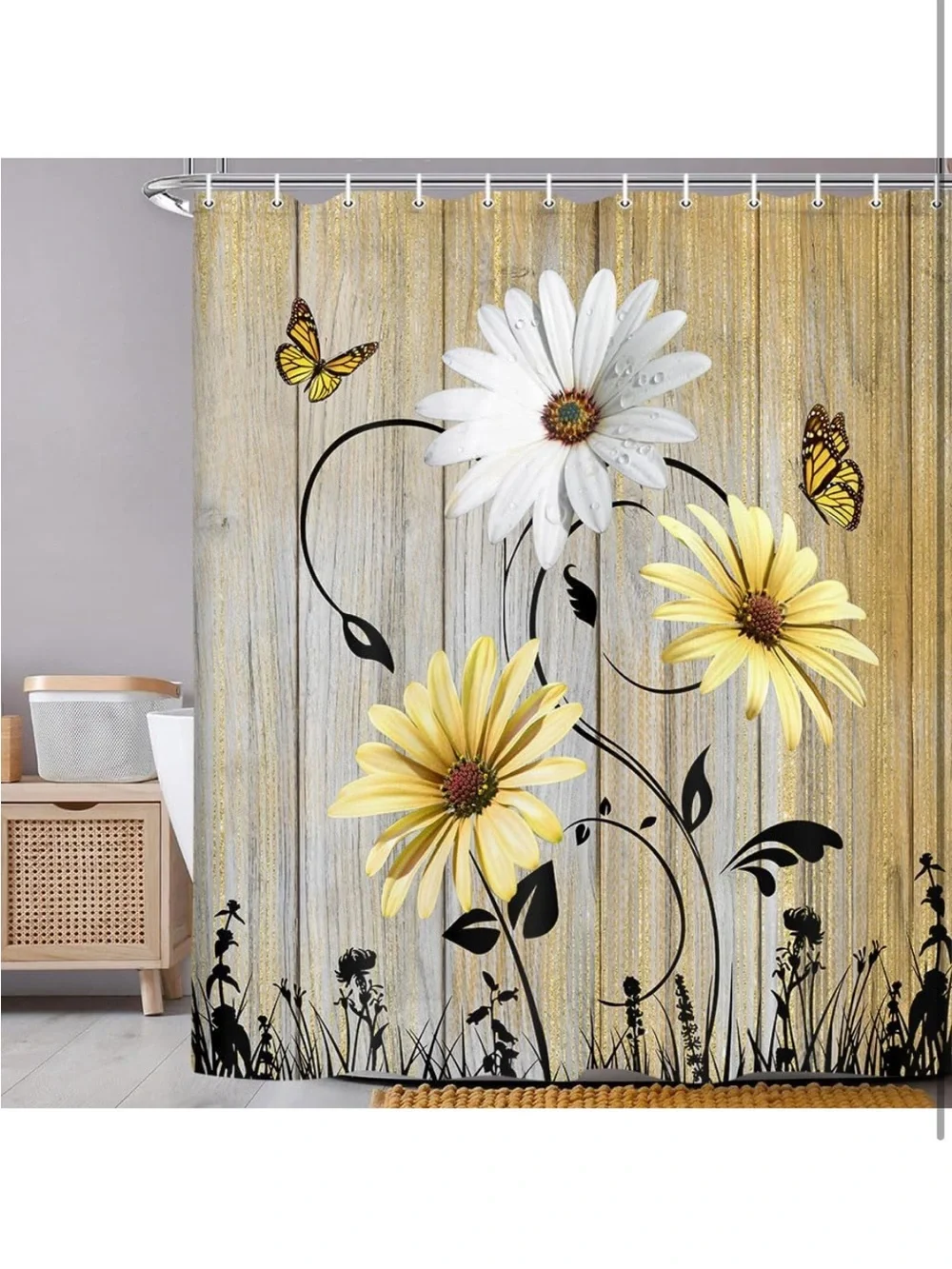 N/A butterflies daisy texture