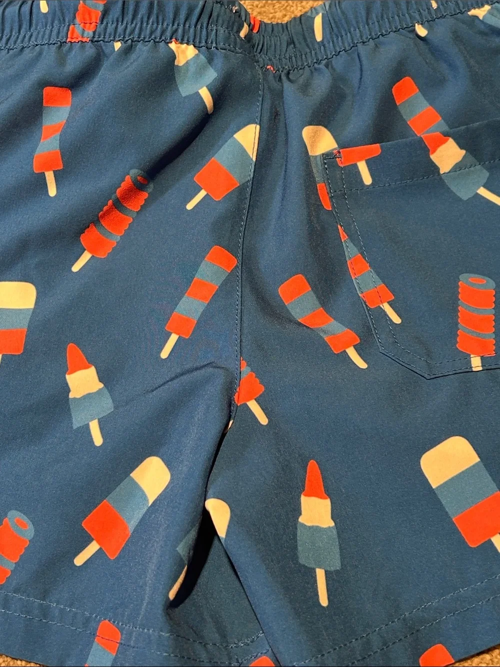 Boys Blue Popsicle Print Swim Trunks
