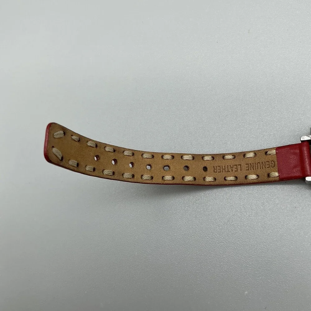 TOKYObay Womens Watch 23mm Cream Dial Red Leather Square New Battery