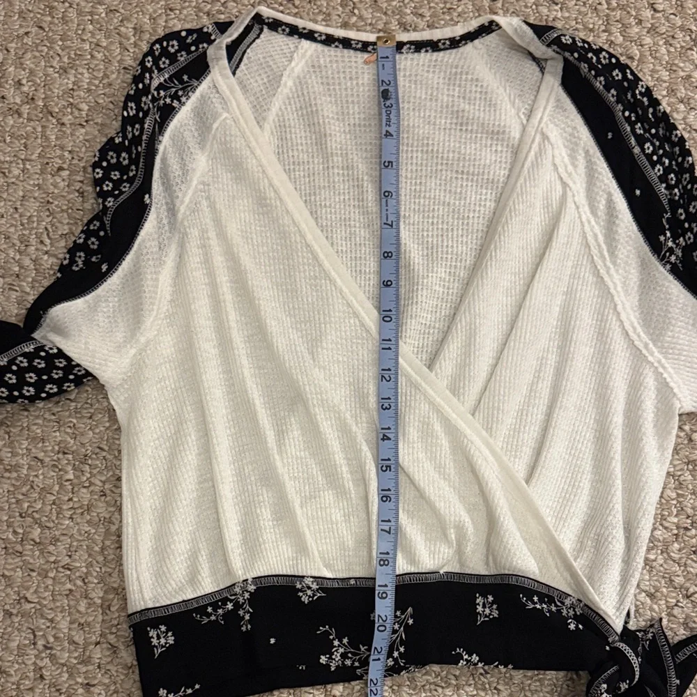 Free People Auxton Wrap Floral Top Black/White 90’s Boho Cottagecore Festival