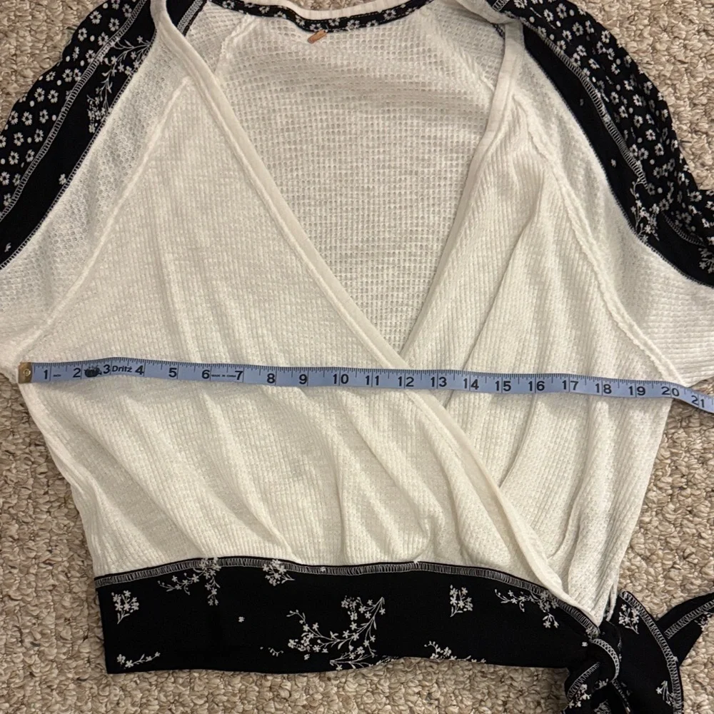 Free People Auxton Wrap Floral Top Black/White 90’s Boho Cottagecore Festival