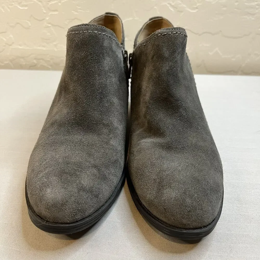 Naturalizer Zarie Ankle Boots/Bootie Womens 6.5N Gray Suede Short Side Zip