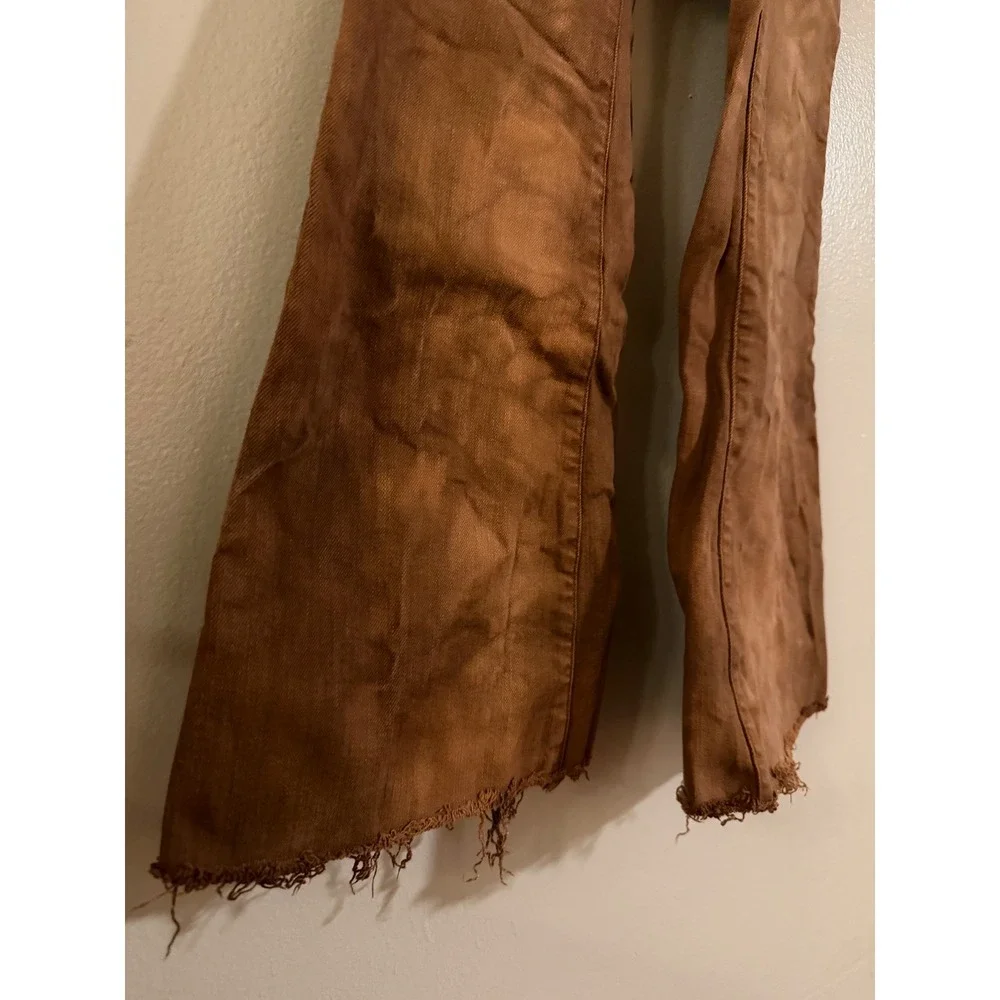 Free People We The Free Just Float On Flare Jeans Brown Tie Dye High Rise 24