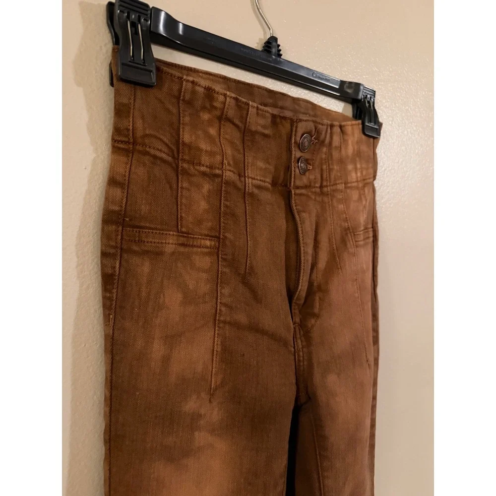 Free People We The Free Just Float On Flare Jeans Brown Tie Dye High Rise 24