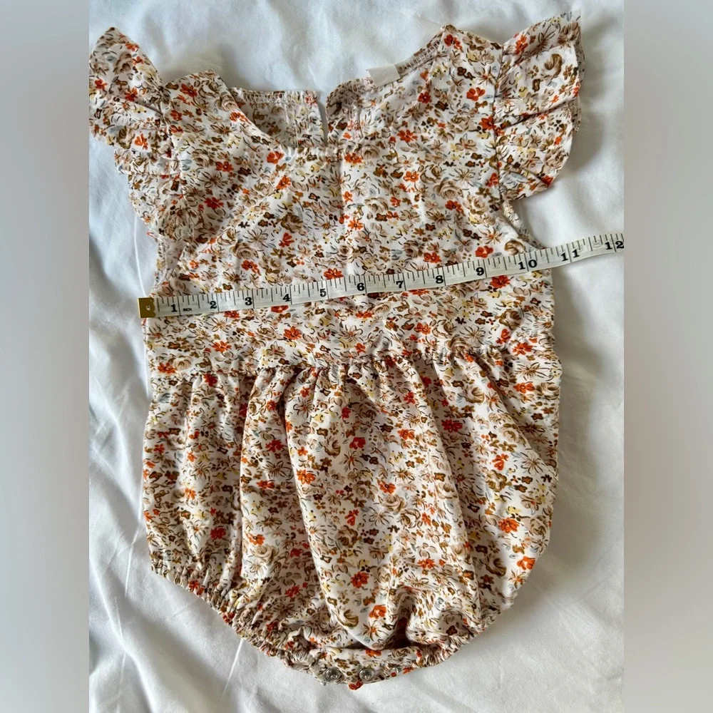 Floral Summer Baby Girl Playsuit Ruffle Short Sleeve Romper One-piece Rustic