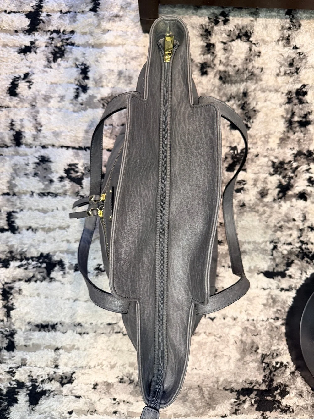 Everyday Black Tote with Front Zip Pocket