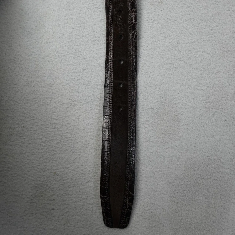 Mezlan Genuine Alligator Leather Belt Mens 42 Brown Made In Spain Luxury Dress