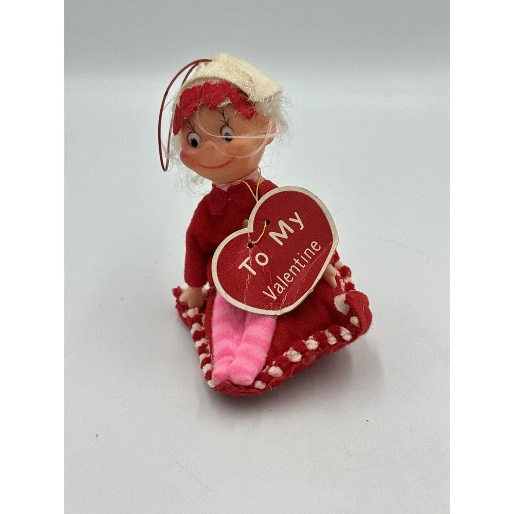 Vintage Be My Valentine Knee Hugger Elf Pixie On Pillow