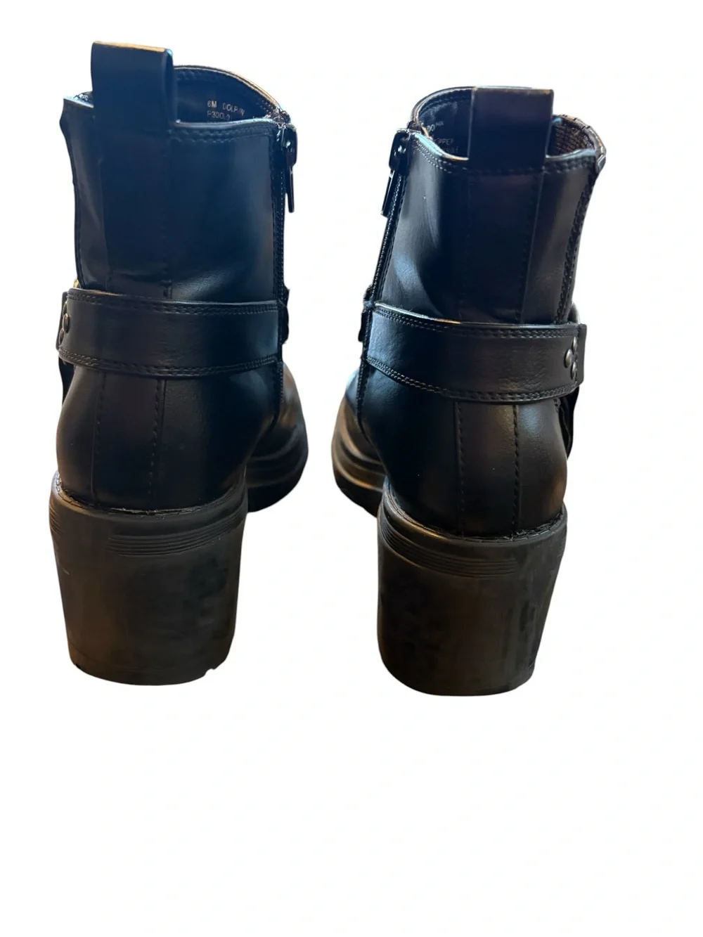 Sincerly Jules Black Leather Ankle Booties with Strap Detail
