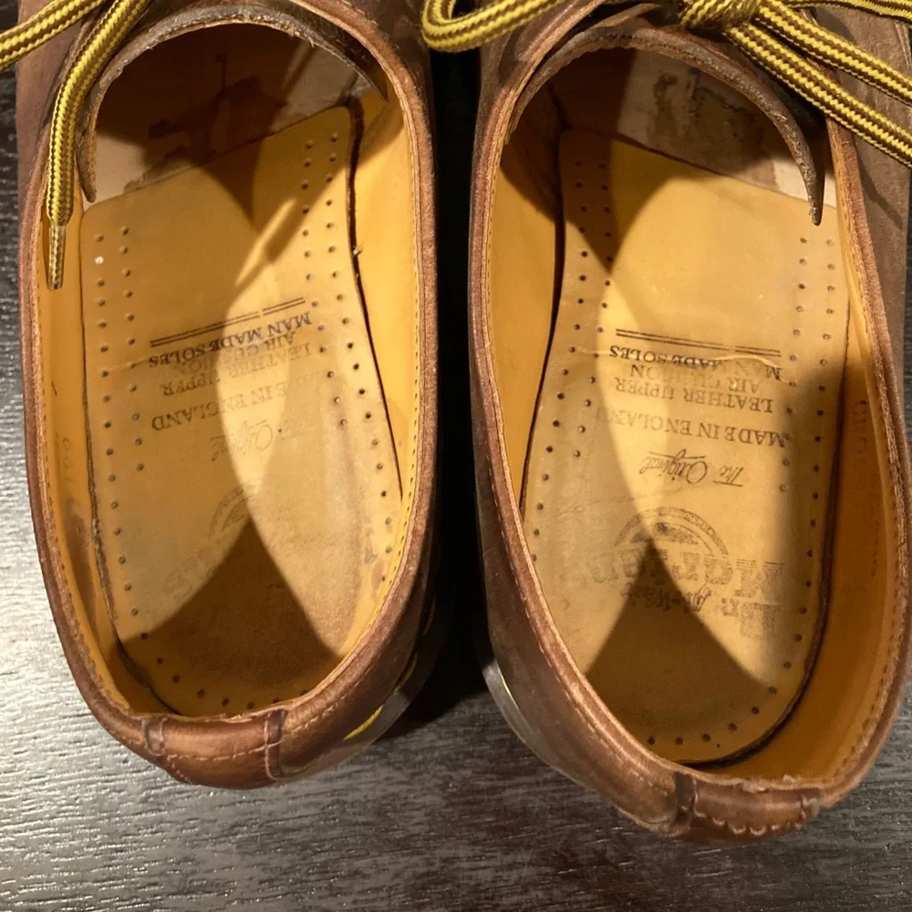 Dr. Martens Brown Leather Derby Shoes with Yellow Stitching