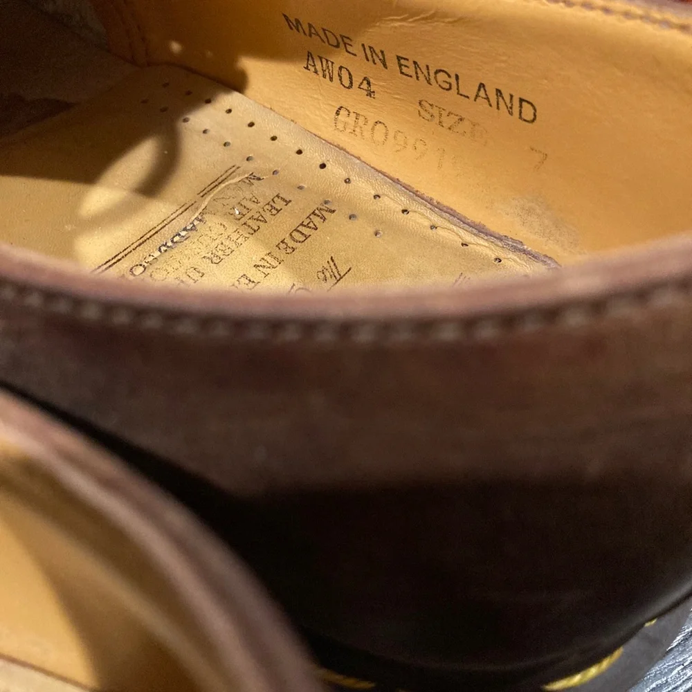 Dr. Martens Brown Leather Derby Shoes with Yellow Stitching