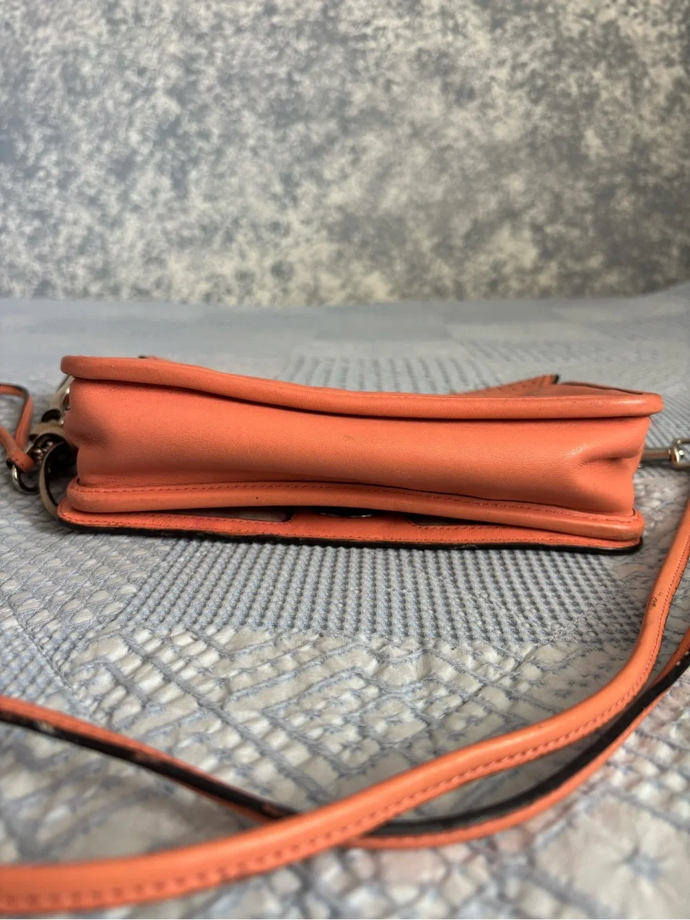 Coach Peach/Coral Perforated Leather Crossbody Bag