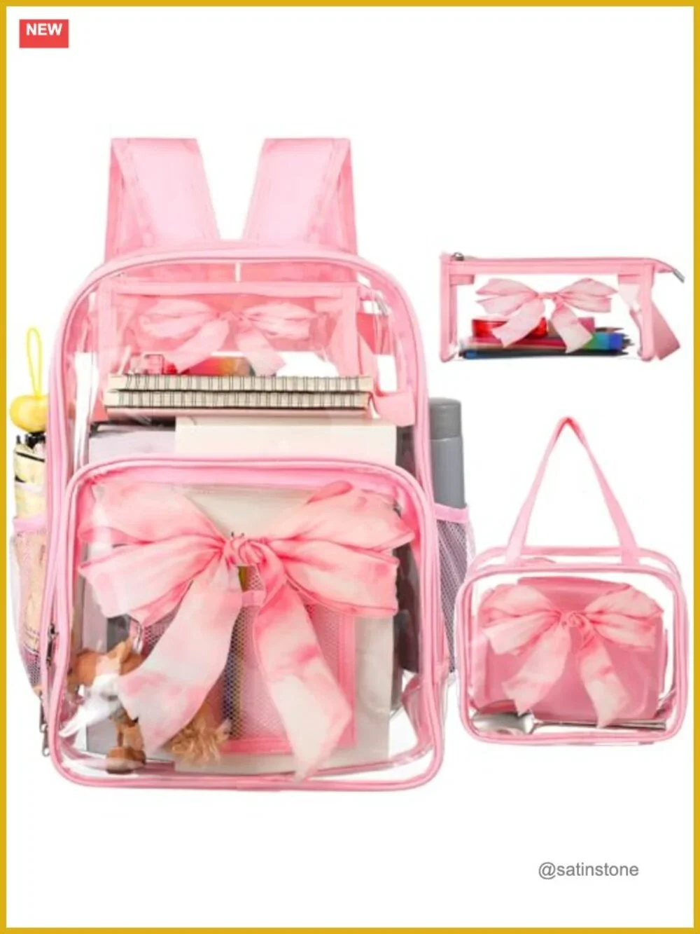 Clear PVC Backpack Set with Lunch Bag and Pencil Case