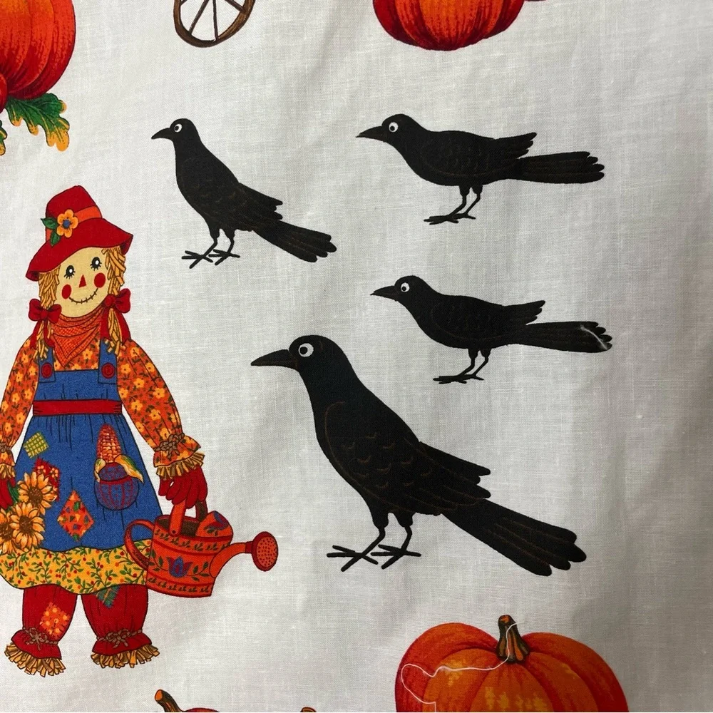 Vintage Autumn Applique No-Sew Crafting Fabric Panel Halloween Thanksgiving #K31