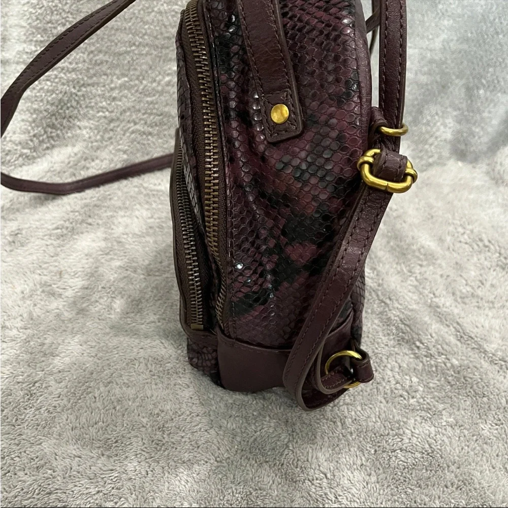 Fossil maisie mini backpack faux snake skin purple and gold