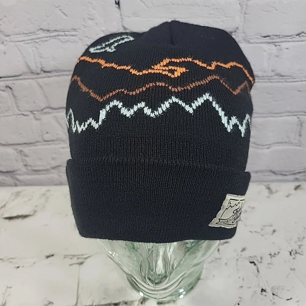 Fuel Good Trail Butter Beanie Hat Cap‎ Black with Print Unisex Winter