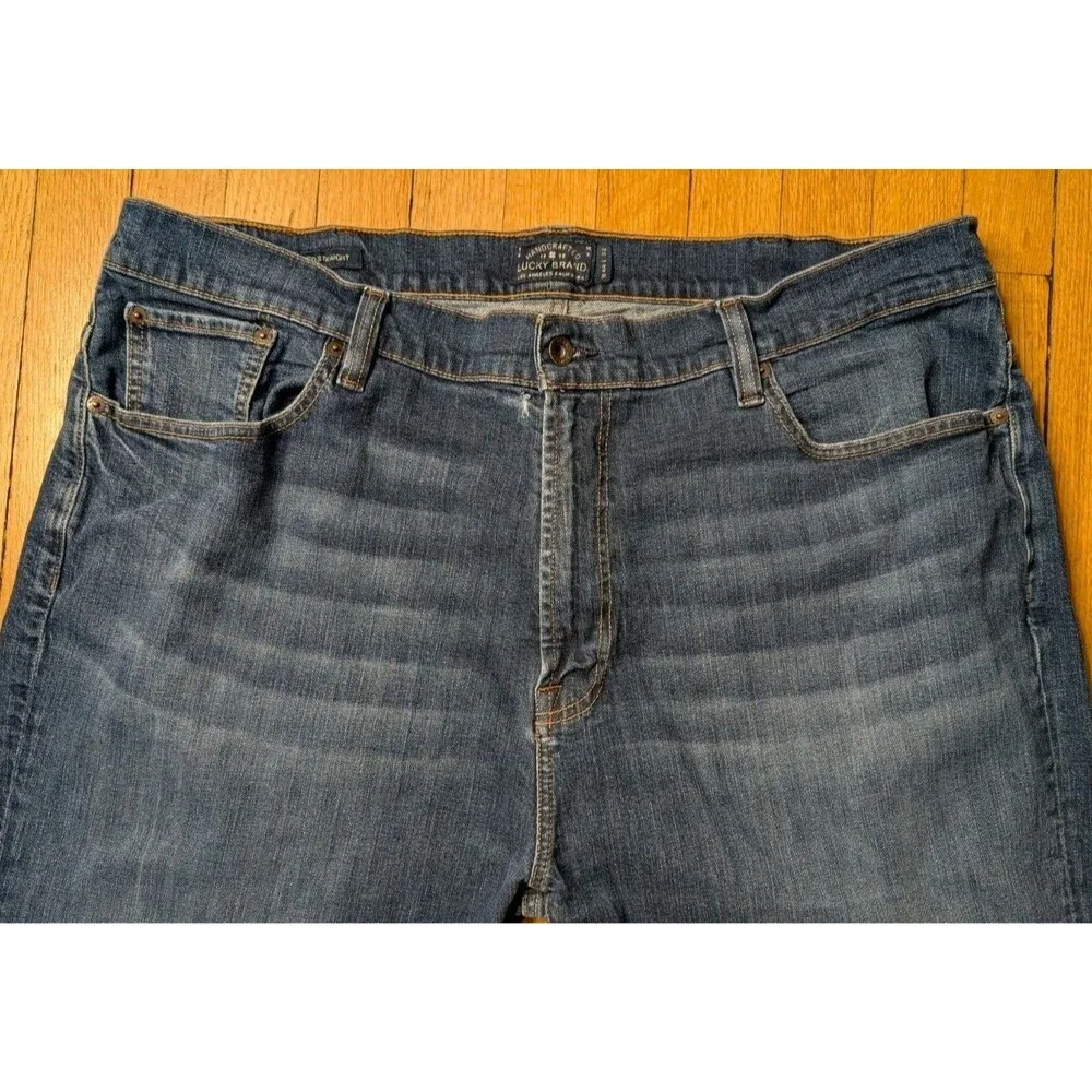 Lucky Brand 181 Relaxed Straight Jeans Mens 44 x 32 Medium Wash Denim Stretch