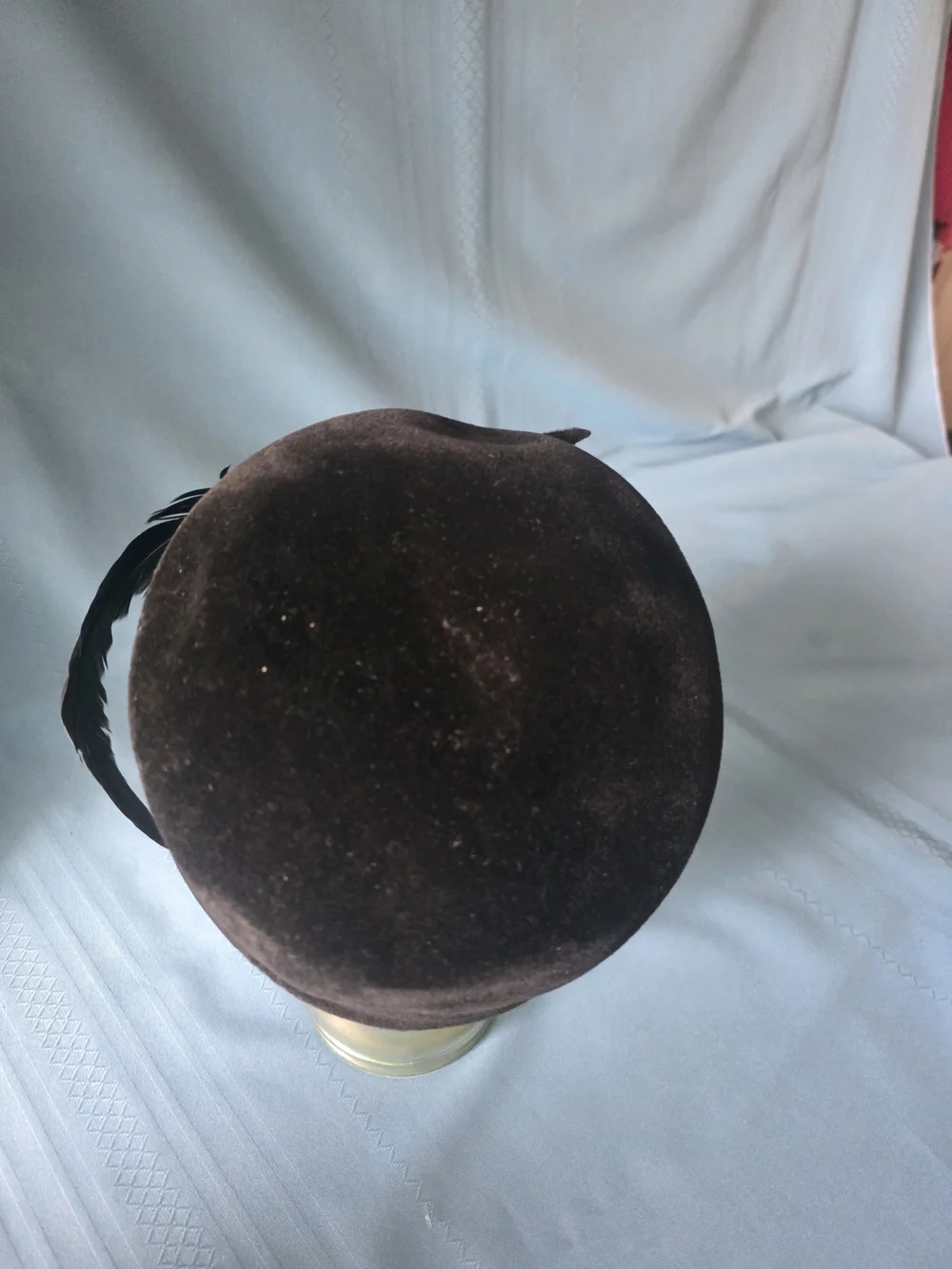 VTG 1950s Roberta Bernays Black Velour Feather Tilt Hat Italian Opera Body