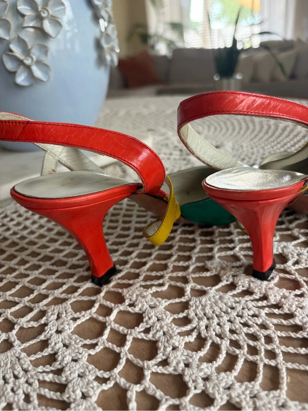 ✨Vintage dabal de lis Leather Slingback Heels