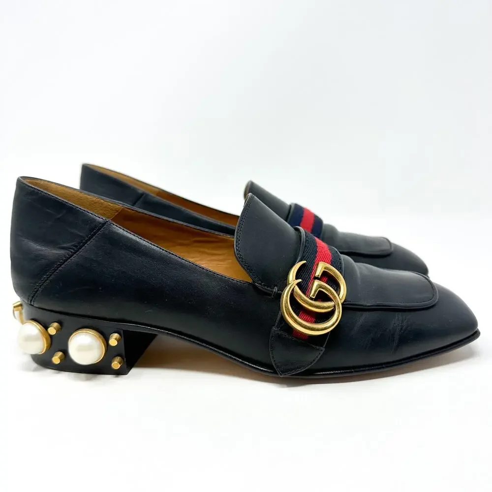 Gucci Peyton Pearl Heel Loafer Black EU 39 US 9
