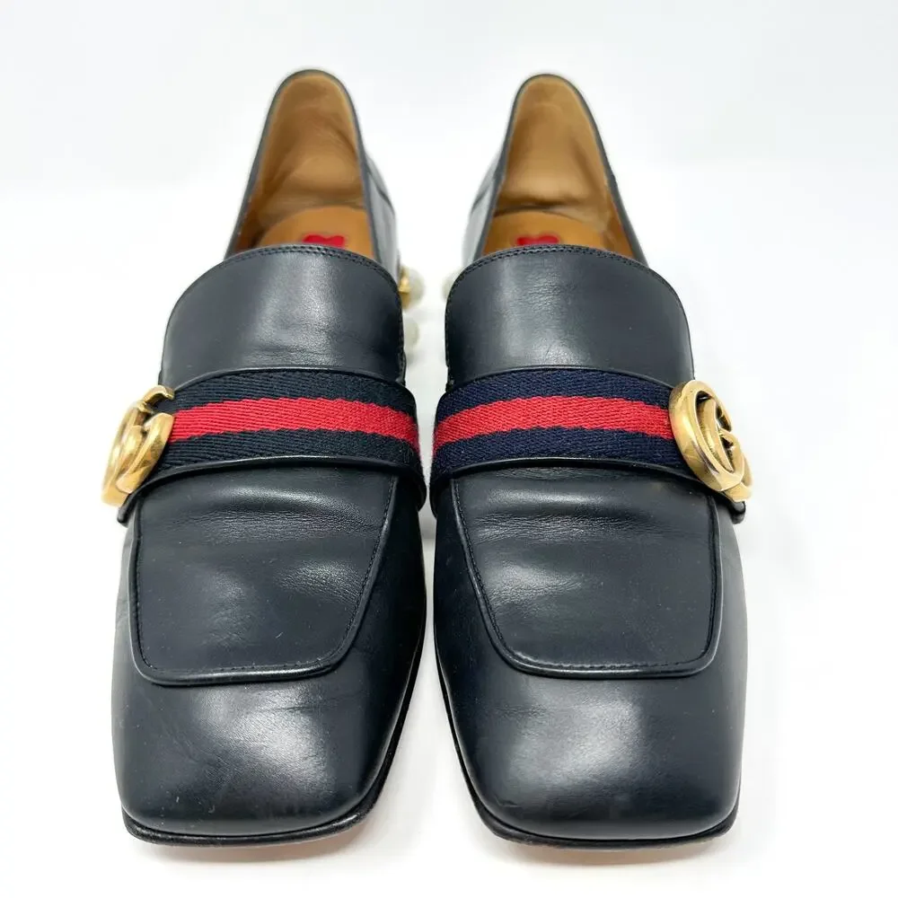 Gucci Peyton Pearl Heel Loafer Black EU 39 US 9