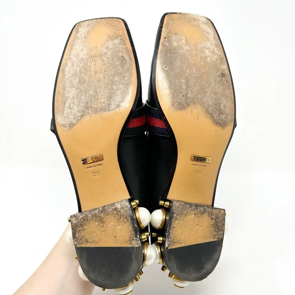 Gucci Peyton Pearl Heel Loafer Black EU 39 US 9