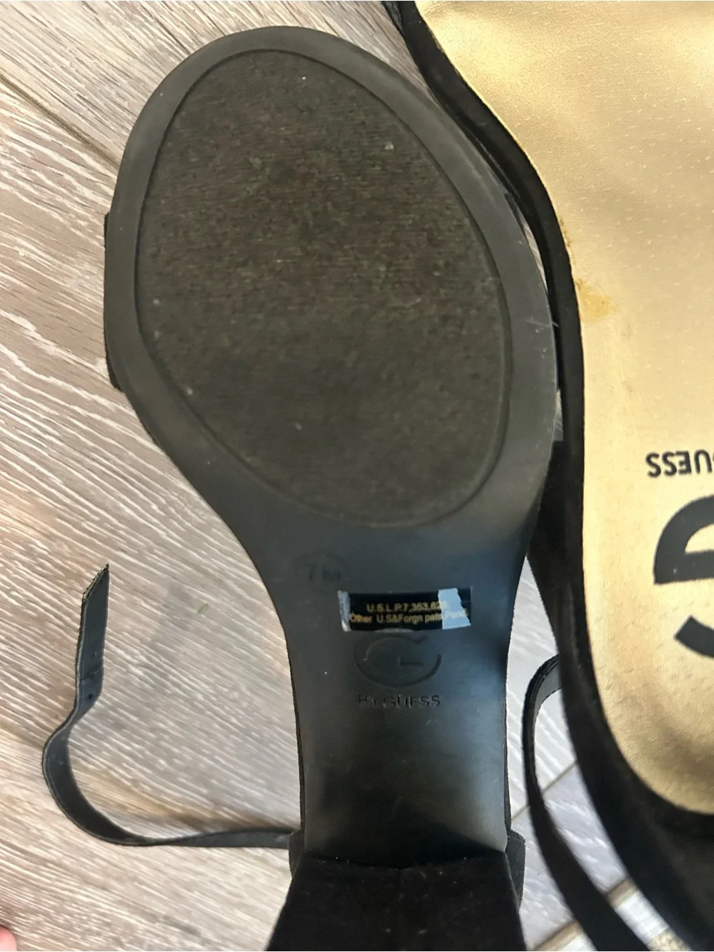 Guess Black Suede Ankle Strap Heel