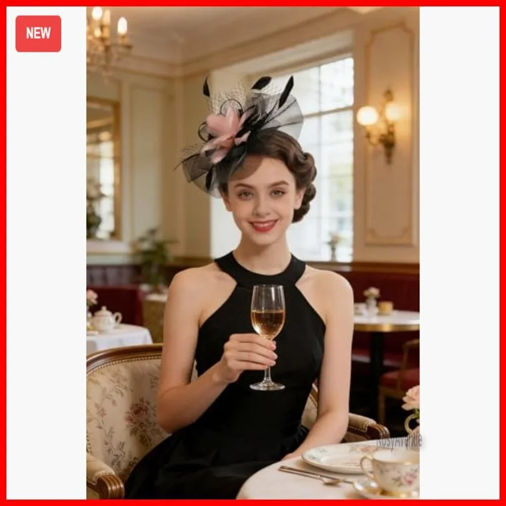 Feather Flower Fascinator Hat with Clip for Derby Wedding Church Tea Party