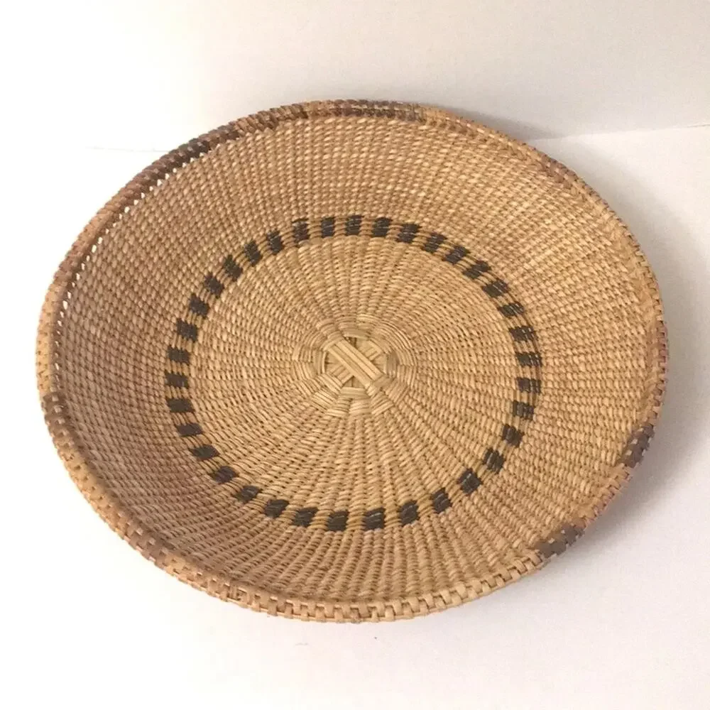 Handmade weaved basket Ghana centerpiece EUC
