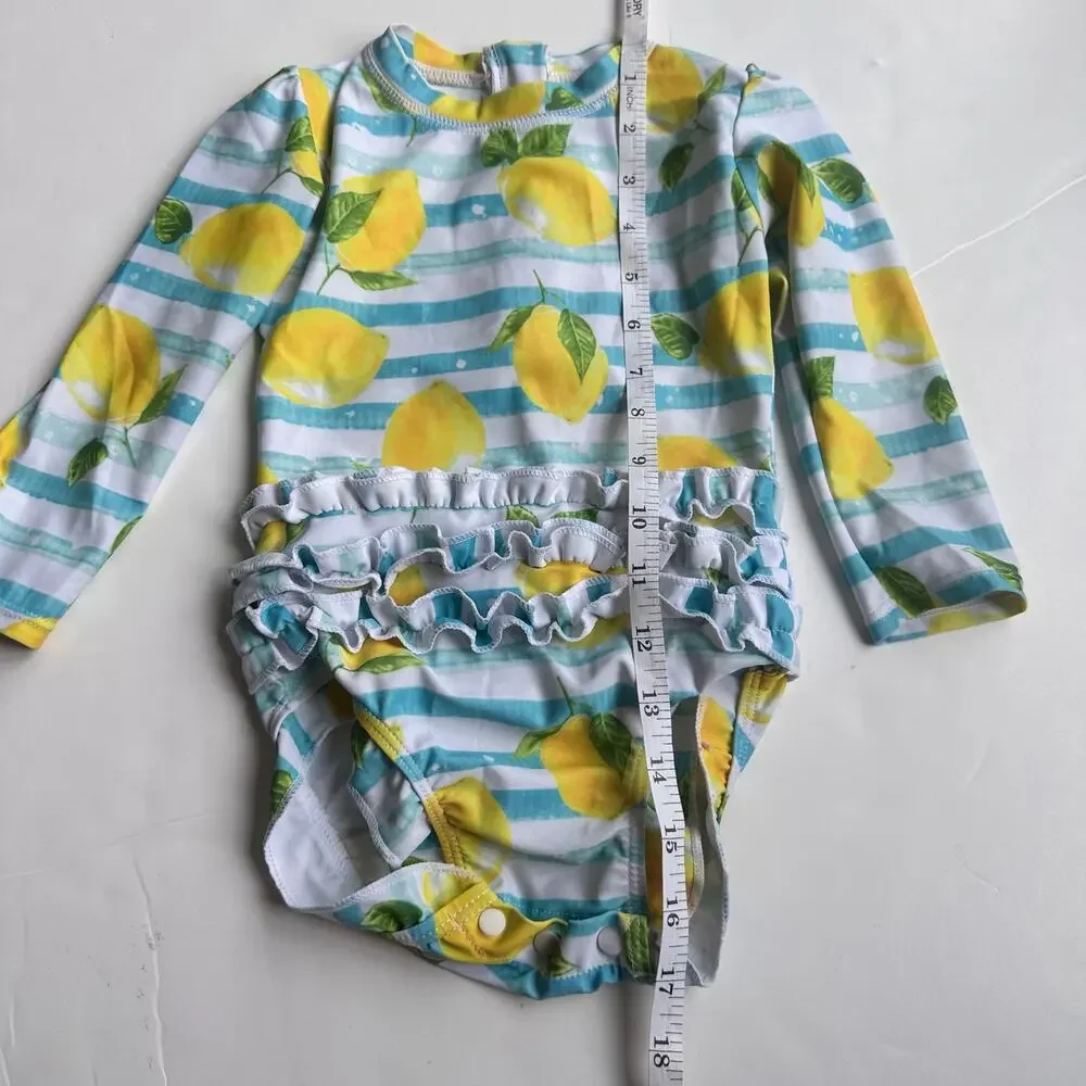 Uideazone Lemon Print Rash Guard Swimsuit - Size 100