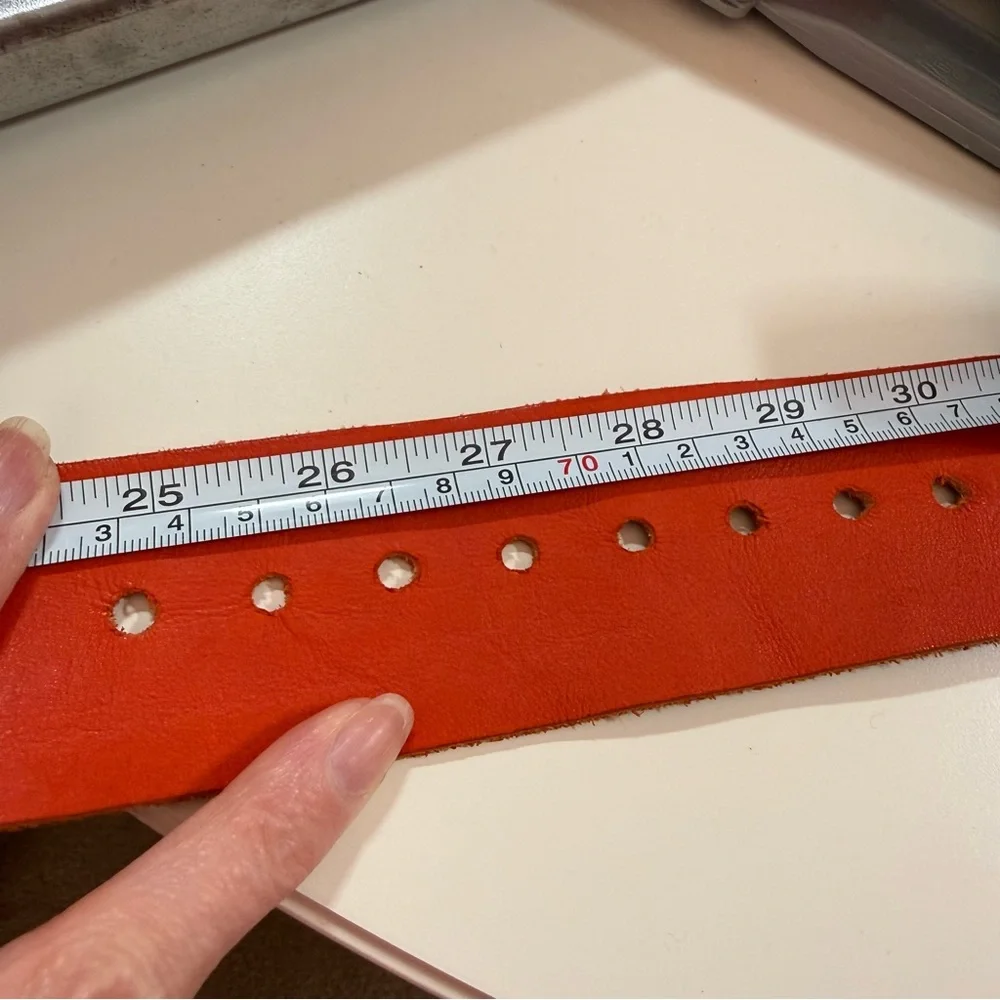 Vintage 1960 70 Boho Exotic Brass buckle Embossed red Leather wide festival Belt