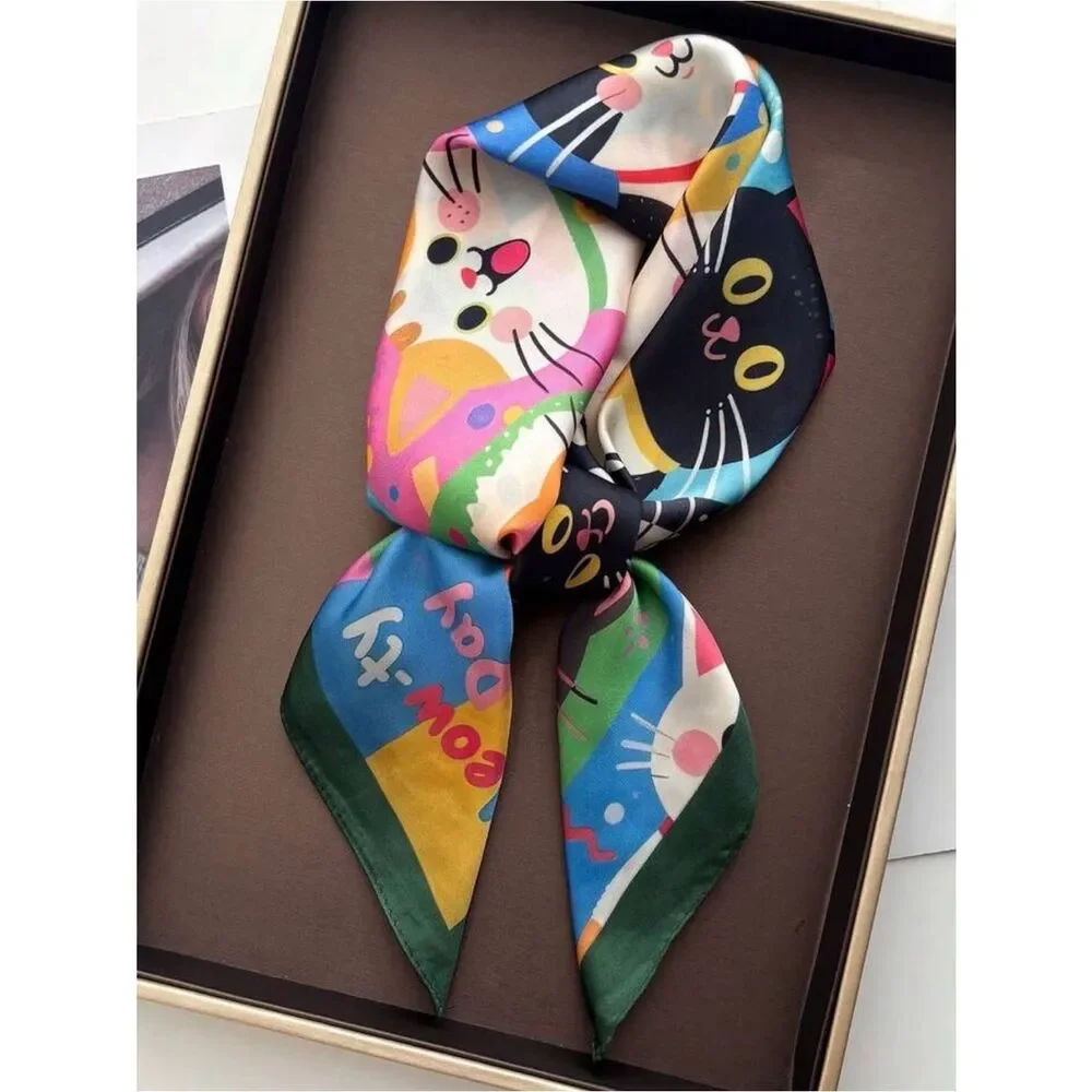 Colorful Cat Print Scarf M798
