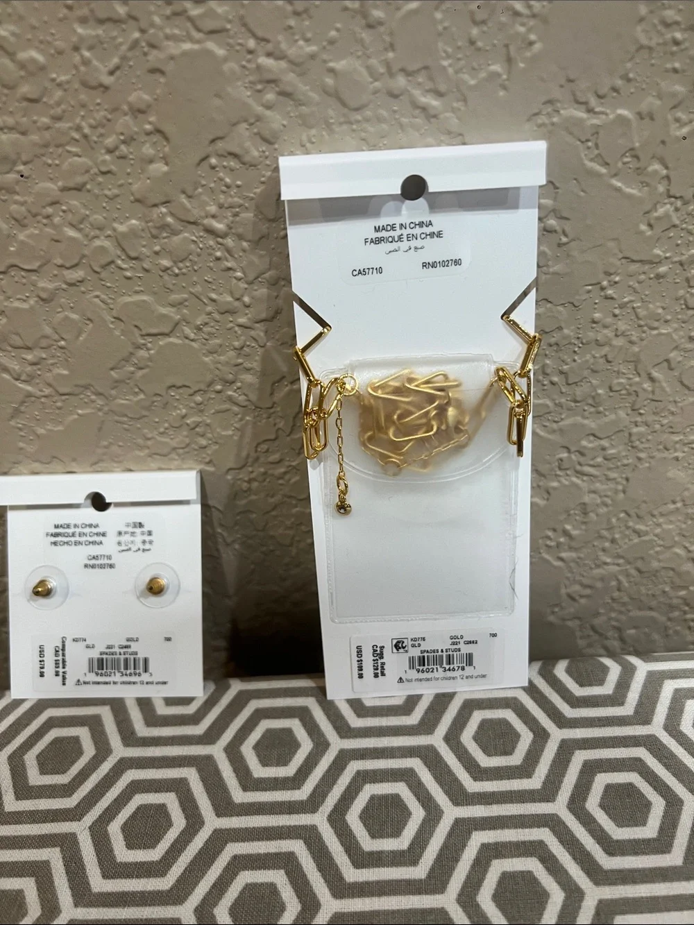 kate spade gold-tone four-leaf clover necklace and stud earring set
