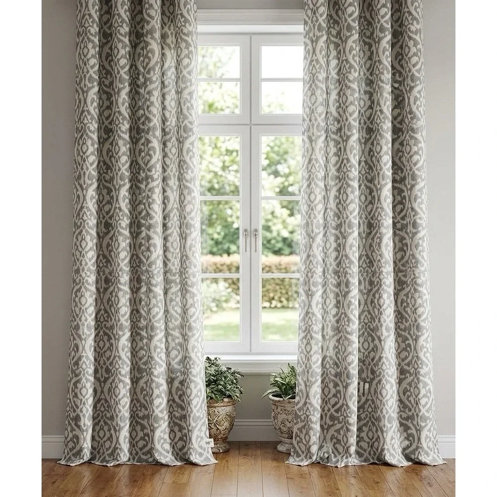 Pottery Barn INGRID DRAPE (1) 3-in-1 Pole Top GRAY IKAT 50x96