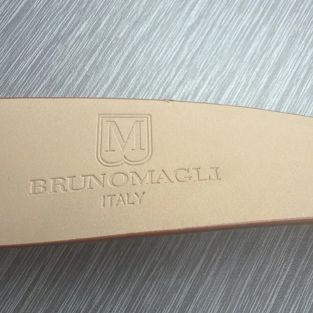 Bruno Magli Italy Leather Dress Belt Men's 32 Brown Silver Buckle Designer