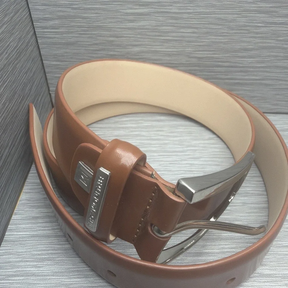 Bruno Magli Italy Leather Dress Belt Men's 32 Brown Silver Buckle Designer