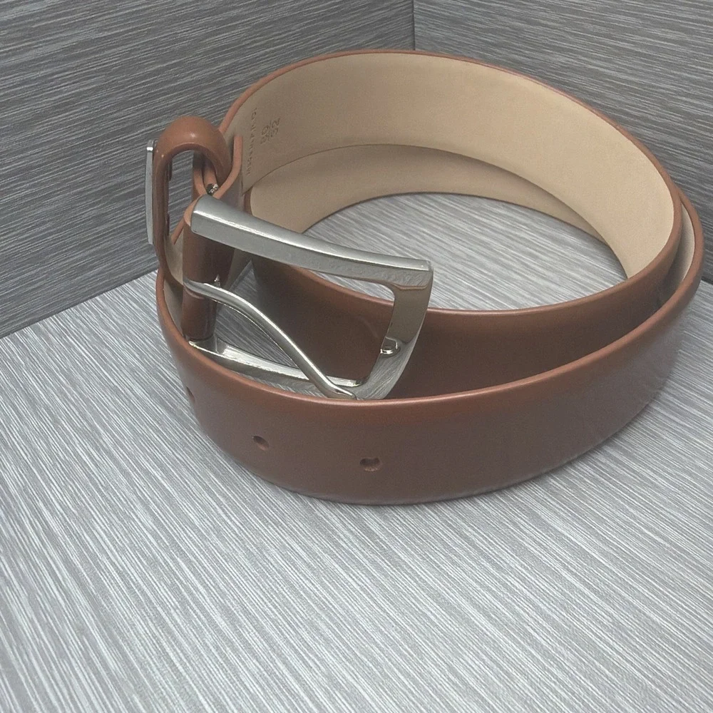Bruno Magli Italy Leather Dress Belt Men's 32 Brown Silver Buckle Designer