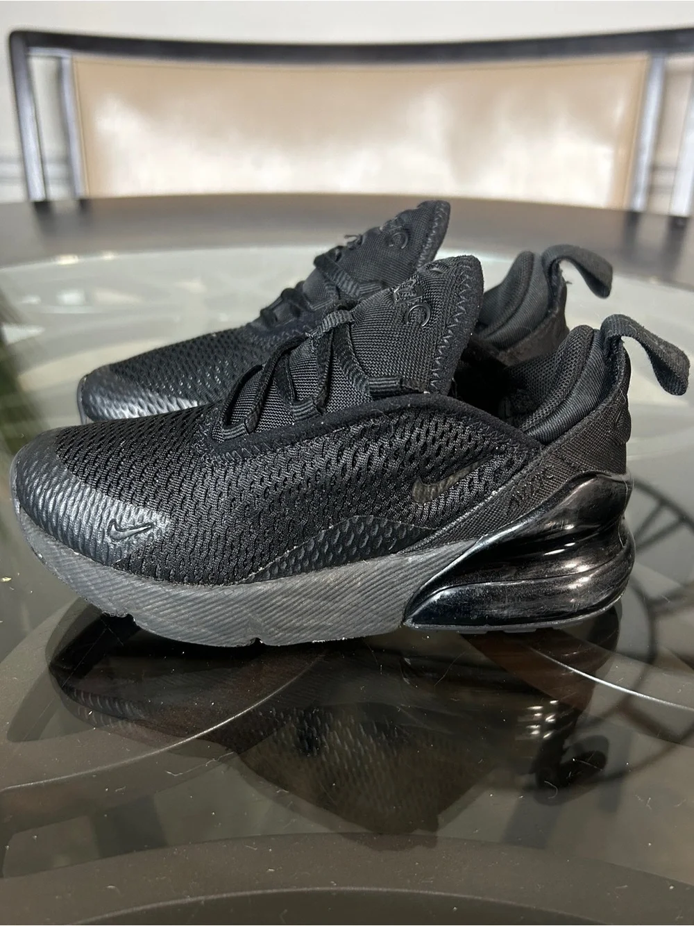 NIKE Air Max 270 Triple Black Kids Sneakers Size 11C running Shoes