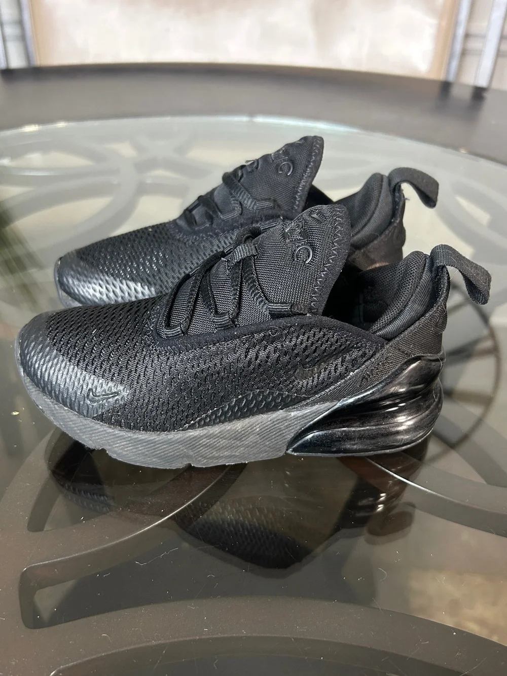 NIKE Air Max 270 Triple Black Kids Sneakers Size 11C running Shoes