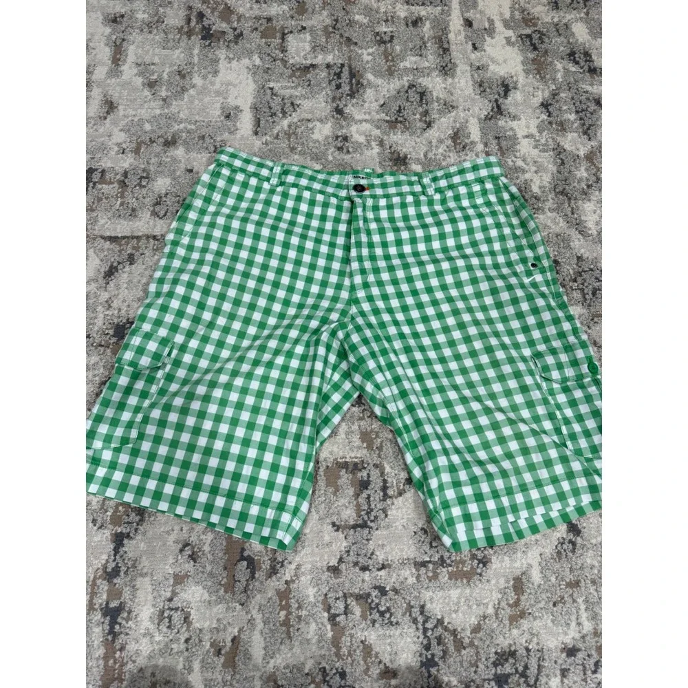 Nike Golf Mens Green Gingham Dri-FIT‎ Cargo Shorts 38 Plaid 452715-317