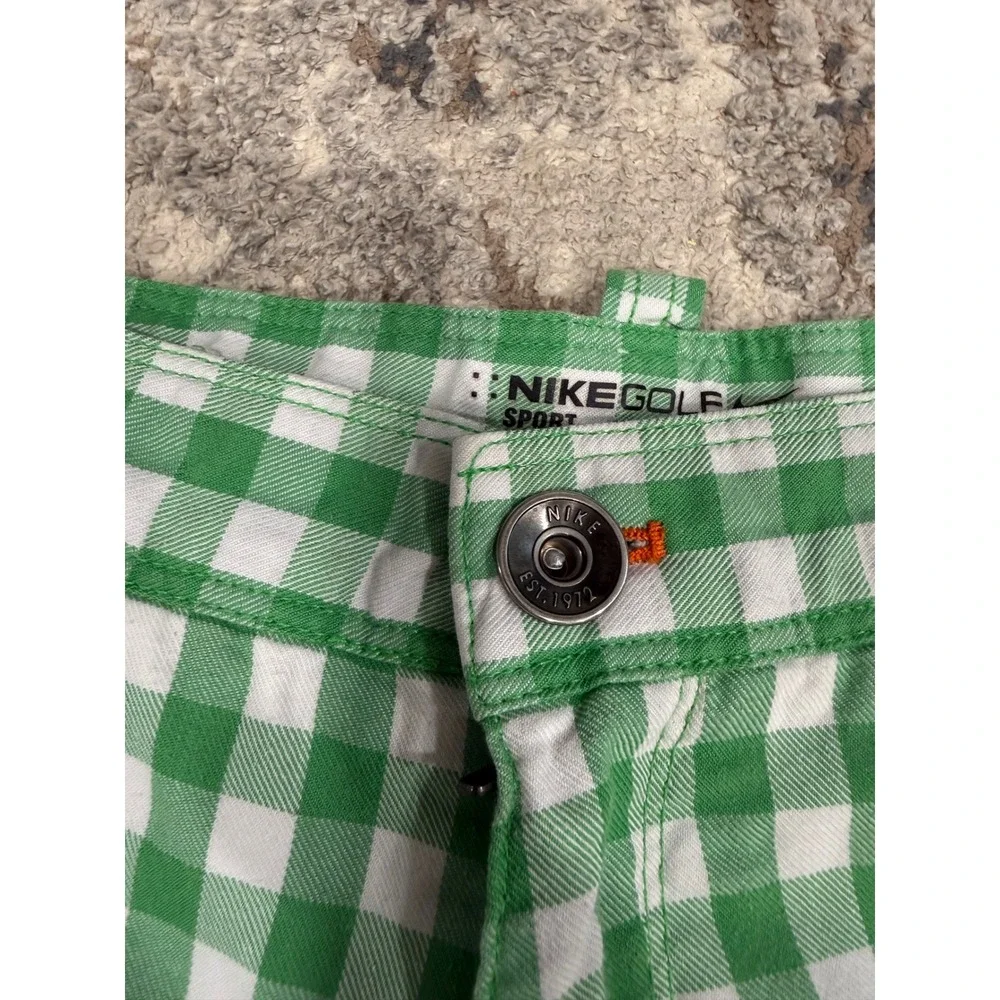 Nike Golf Mens Green Gingham Dri-FIT‎ Cargo Shorts 38 Plaid 452715-317