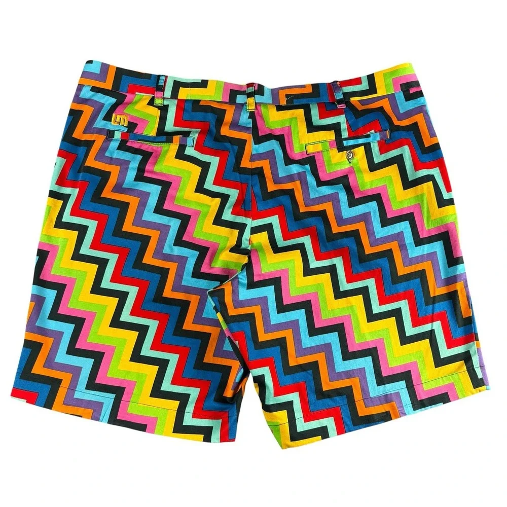 LOUDMOUTH‎ Golf Shorts Mens 43 Multicolor Zigzag Loud Pattern Flat Front