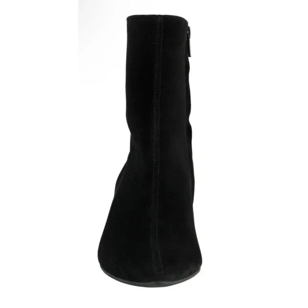 Paul Green Ciara Black Suede Pointed‎ Toe Kitten Heel Bootie Womens 6 UK 3.5 New